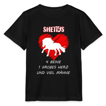 Shettys 4 Beine 1 grosses Herz viel Mähne - Stanley/Stella Kinder T-Shirt MINI CREATOR  - Schwarz - Vorne - Mikhail (115cm)