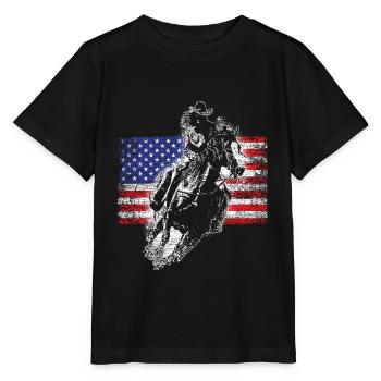 Drapeau Cowboy - T-shirt bio MINI CREATOR Stanley/Stella Enfant - noir - Devant - Mikhail (115cm)