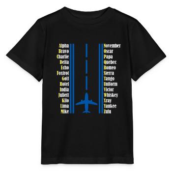Pilot pilot alphabet - Stanley/Stella MINI CREATOR Kids’ T-Shirt - black - Front - Mikhail (115cm)