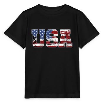 USA American flag - Stanley/Stella MINI CREATOR Kids’ T-Shirt - black - Front - Mikhail (115cm)