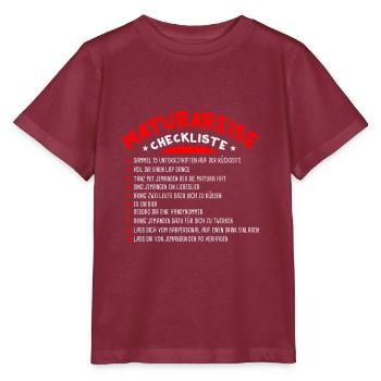 Maturareise Matura Maturafeier Maturant Checkliste - Stanley/Stella Kinder T-Shirt MINI CREATOR  - Burgunderrot - Vorne - Kain (125cm)
