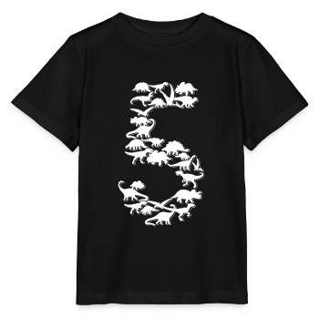 5th Children's Birthday Party 5 Years Old Dinosaur Dino - Stanley/Stella MINI CREATOR Kids’ T-Shirt - black - Front - Mikhail (115cm)
