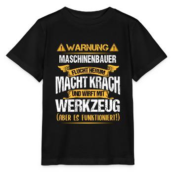 Warnung vor dem Maschinenbauer - Stanley/Stella Kinder T-Shirt MINI CREATOR  - Schwarz - Vorne - Mikhail (115cm)