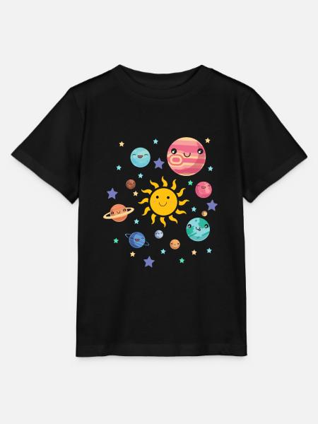 Planètes du système solaire astronomie spatiale enfants - T-shirt bio MINI CREATOR Stanley/Stella Enfant - noir