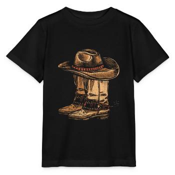 Cowboy cowboy hat cowboy boots - Stanley/Stella MINI CREATOR Kids’ T-Shirt - black - Front - Mikhail (115cm)