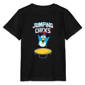 Jumping Chick Trampoline Humour - T-shirt bio MINI CREATOR Stanley/Stella Enfant - noir - Devant - Mikhail (115cm)