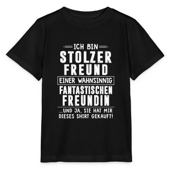 Ich bin stolzer Freund fantastischen Freundin - Stanley/Stella Kinder T-Shirt MINI CREATOR  - Schwarz - Vorne - Mikhail (115cm)