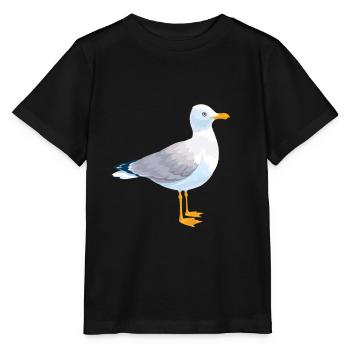 Tshirt mouettes oiseaux de mer - T-shirt bio MINI CREATOR Stanley/Stella Enfant - noir - Devant - Mikhail (115cm)
