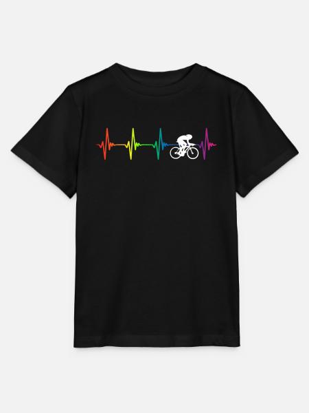 Cycling Rainbow Heartbeat - Stanley/Stella Kinder T-Shirt MINI CREATOR  - Schwarz