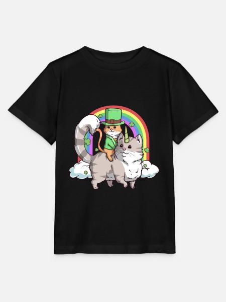 St. Patrick Cat Riding Caticorn for Cat and - Stanley/Stella MINI CREATOR Kids’ T-Shirt - black