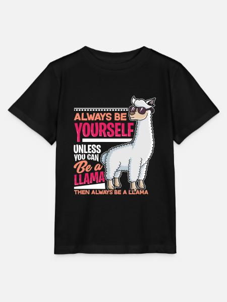 Llama morsom gave - Stanley/Stella MINI CREATOR T-skjorte for barn - svart