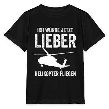 Helikopter Flugplatz - Stanley/Stella Kinder T-Shirt MINI CREATOR  - Schwarz - Vorne - Mikhail (115cm)