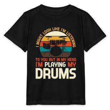 Schlagzeug Drums - Stanley/Stella Kinder T-Shirt MINI CREATOR  - Schwarz - Vorne - Mikhail (115cm)