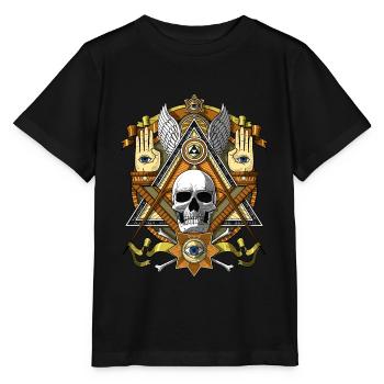 Freimaurer Illuminati Schädel - Stanley/Stella Kinder T-Shirt MINI CREATOR  - Schwarz - Vorne - Mikhail (115cm)