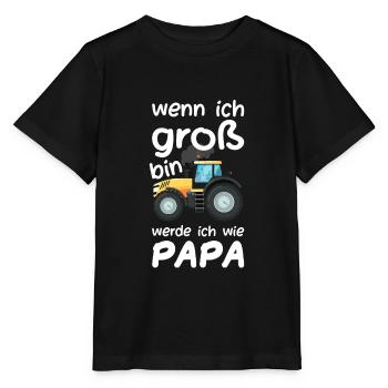 Kindergeburtstag Geschenk Jungs Wie Papa Traktor - Stanley/Stella Kinder T-Shirt MINI CREATOR  - Schwarz - Vorne - Mikhail (115cm)