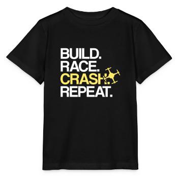 Build Race Crash Repeat | Drohne Drohnenpilot - Stanley/Stella Kinder T-Shirt MINI CREATOR  - Schwarz - Vorne - Mikhail (115cm)