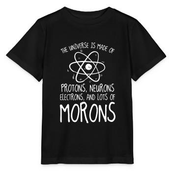 Protons Neurons Electrons Morons - Stanley/Stella MINI CREATOR Kids’ T-Shirt - black - Front - Mikhail (115cm)