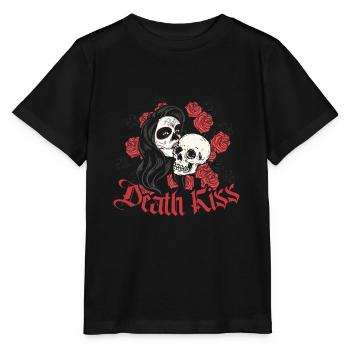 Death Kiss verliebte Skelette Totenkopf Tag der To - Stanley/Stella Kinder T-Shirt MINI CREATOR  - Schwarz - Vorne - Mikhail (115cm)