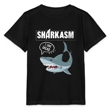 Sharkasm lustiges Sarkasmus und Hai Vegetarier - Stanley/Stella Kinder T-Shirt MINI CREATOR  - Schwarz - Vorne - Mikhail (115cm)