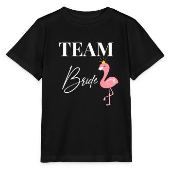 Team Bride Braut Flamingo Flamingos Verlobung JGA - Stanley/Stella Kinder T-Shirt MINI CREATOR  - Schwarz - Vorne - Mikhail (115cm)