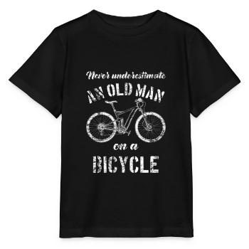Bicycle old man - Stanley/Stella MINI CREATOR Kids’ T-Shirt - black - Front - Mikhail (115cm)