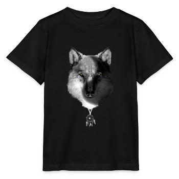 Wolf Yin und Yang mit Traumfänger - Stanley/Stella Kinder T-Shirt MINI CREATOR  - Schwarz - Vorne - Mikhail (115cm)