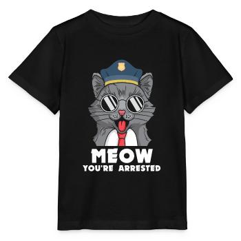 Meow arrested cat police kitten cop - Stanley/Stella MINI CREATOR Kids’ T-Shirt - black - Front - Mikhail (115cm)