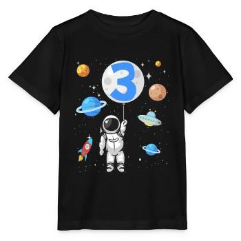 Astronaute fusée 3ème anniversaire de l’espace 3 ans - T-shirt bio MINI CREATOR Stanley/Stella Enfant - noir - Devant - Mikhail (115cm)