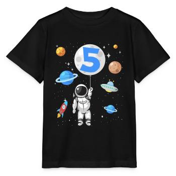 Astronaute fusée 5ème anniversaire de l’espace 5 ans - T-shirt bio MINI CREATOR Stanley/Stella Enfant - noir - Devant - Mikhail (115cm)