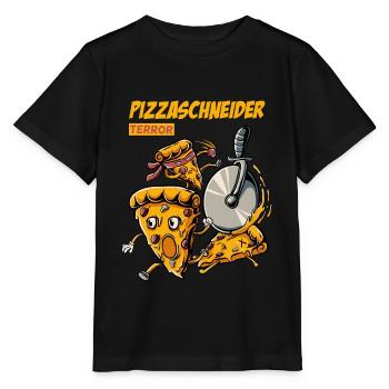 Chemise drôle de pizza | Coupe-pizza | Fan de pizza - T-shirt bio MINI CREATOR Stanley/Stella Enfant - noir - Devant - Mikhail (115cm)