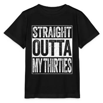 straight outta my thirties - Stanley/Stella Kinder T-Shirt MINI CREATOR  - Schwarz - Vorne - Mikhail (115cm)
