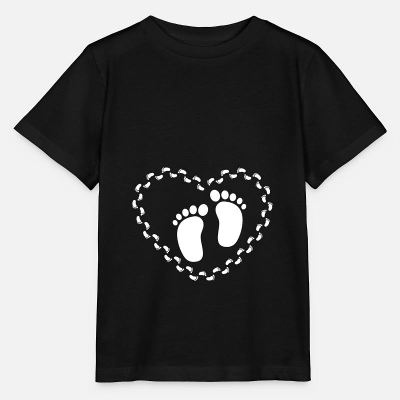 Bébé pieds coeur empreinte grossesse ventre - T-shirt bio MINI CREATOR Stanley/Stella Enfant - noir