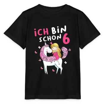 Kinder Mädchen Einhorn Fee 6. Geburtstag 6 Jahre - Stanley/Stella Kinder T-Shirt MINI CREATOR  - Schwarz - Vorne - Mikhail (115cm)