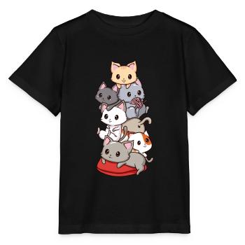 Chats anime kawaii neko - T-shirt bio MINI CREATOR Stanley/Stella Enfant - noir - Devant - Mikhail (115cm)
