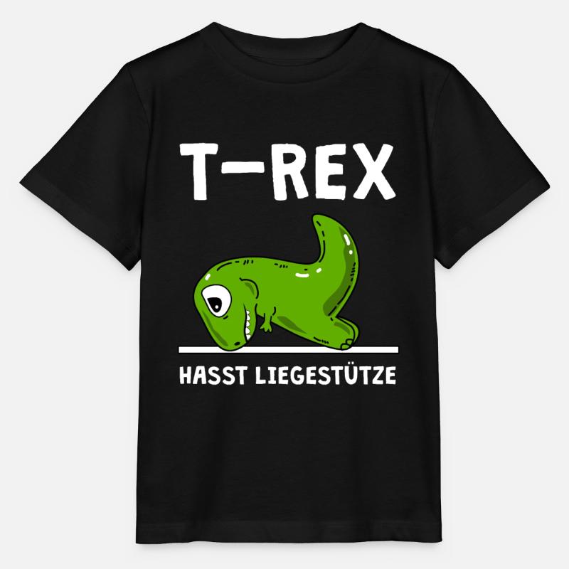 T-Rex hasst Liegestütze - Dinosaurier - Stanley/Stella Kinder T-Shirt MINI CREATOR - Schwarz