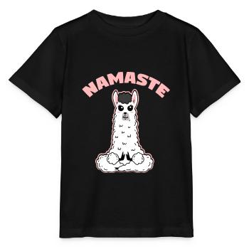 Llama Namaste Meditieren - Stanley/Stella Kinder T-Shirt MINI CREATOR  - Schwarz - Vorne - Mikhail (115cm)