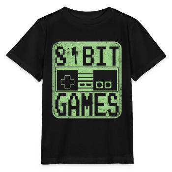 T-shirt de jeu rétro des années 80 8 bits - T-shirt bio MINI CREATOR Stanley/Stella Enfant - noir - Devant - Mikhail (115cm)