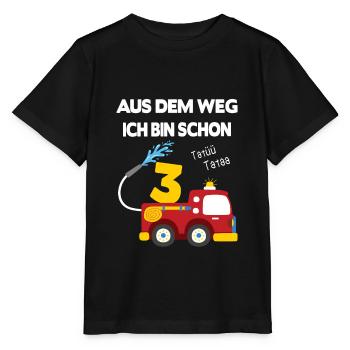 Feuerwehr Auto 3 Jahre alt Kindergeburtstag Junge - Stanley/Stella Kinder T-Shirt MINI CREATOR  - Schwarz - Vorne - Mikhail (115cm)