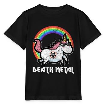 Süßes Death Metal Unicorn Punker Musik Einhorn - Stanley/Stella Kinder T-Shirt MINI CREATOR  - Schwarz - Vorne - Mikhail (115cm)
