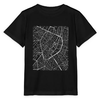 Minimaler Stadtplan und Straßen im Zentrum von Brüssel - Stanley/Stella Kinder T-Shirt MINI CREATOR  - Schwarz - Vorne - Mikhail (115cm)