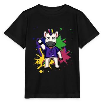 Unicorn Punk Colorful Punk Rock Unicorn Gift - Stanley/Stella MINI CREATOR Kids’ T-Shirt - black - Front - Mikhail (115cm)