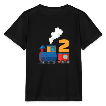 Locomotive de train du 2e anniversaire - T-shirt bio MINI CREATOR Stanley/Stella Enfant - noir - Devant - Mikhail (115cm)
