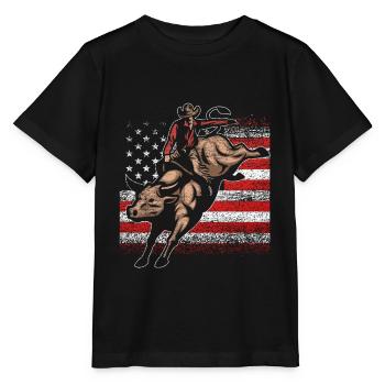 Cowboy Western Country - T-shirt bio MINI CREATOR Stanley/Stella Enfant - noir - Devant - Mikhail (115cm)