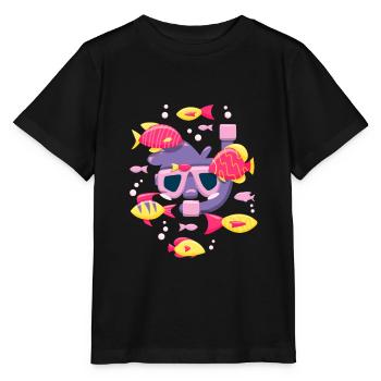 Lunettes de plongée avec tuba tuba - T-shirt bio MINI CREATOR Stanley/Stella Enfant - noir - Devant - Mikhail (115cm)