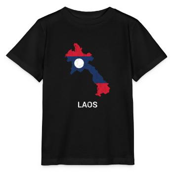 Laos ( Lao ) Länderkarte & Flagge - Stanley/Stella Kinder T-Shirt MINI CREATOR  - Schwarz - Vorne - Mikhail (115cm)