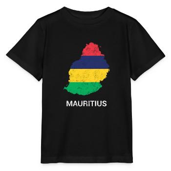 Carte et drapeau du pays de Maurice (Maurice) - T-shirt bio MINI CREATOR Stanley/Stella Enfant - noir - Devant - Mikhail (115cm)