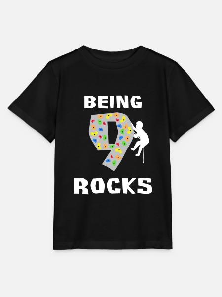 Being 9 Rocks - Rock Climbing 9th Birthday Gift - Stanley/Stella MINI CREATOR Kids’ T-Shirt - black