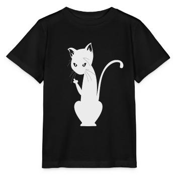 Doigt du milieu du chat - cadeau chaton chaton mignon - T-shirt bio MINI CREATOR Stanley/Stella Enfant - noir - Devant - Mikhail (115cm)