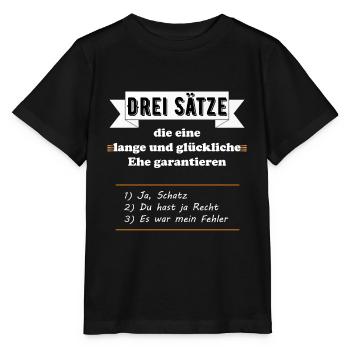 Drei Sätze lange glückliche Ehe garantieren lustig - Stanley/Stella Kinder T-Shirt MINI CREATOR  - Schwarz - Vorne - Mikhail (115cm)