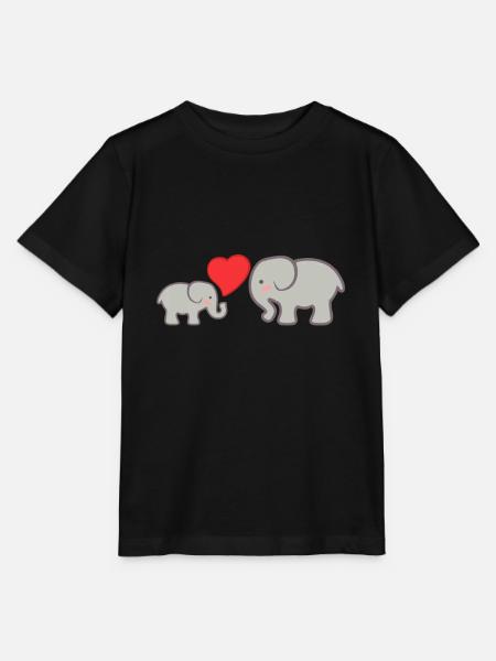 Baby und Prent Elefant mit Herz - Stanley/Stella Kinder T-Shirt MINI CREATOR - Schwarz